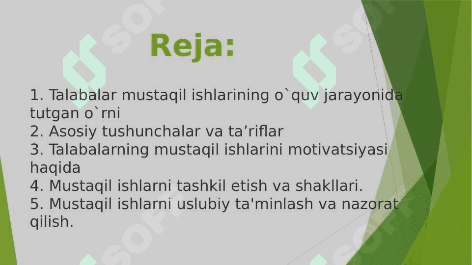 Mustaqil ta’lim, uning turlari va bajarilishi. 2
