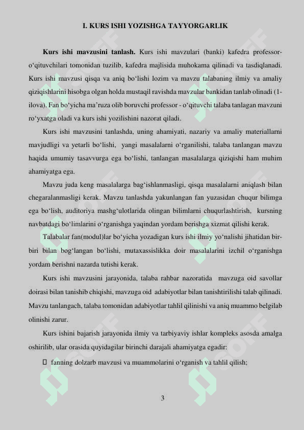 KURS ISHI VA BITIRUV MALAKAVIY ISHINI YOZISH VA UNI HIMOYA QILISh BO‘YIChA METODIK YO‘RIQNOMA 3