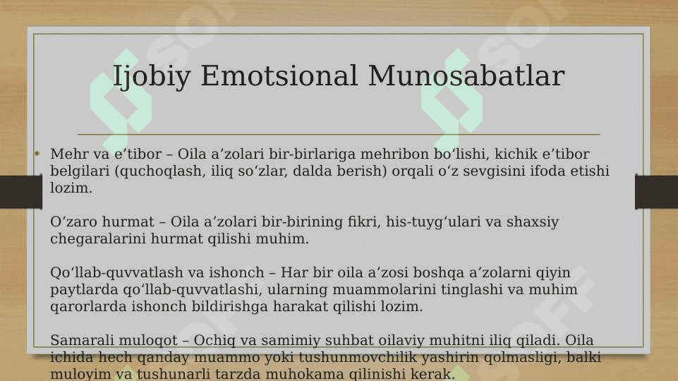 Oiladagi emotsional munosabatlar xarakteri.  Islomda oilaviy munosabatlar masalasi.  Oila va oilaviy konsultatsiya 8