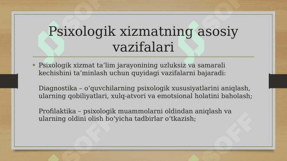 Talim tizimida psixologik xizmat maksad va vazifalari. 30 varoqlik 4