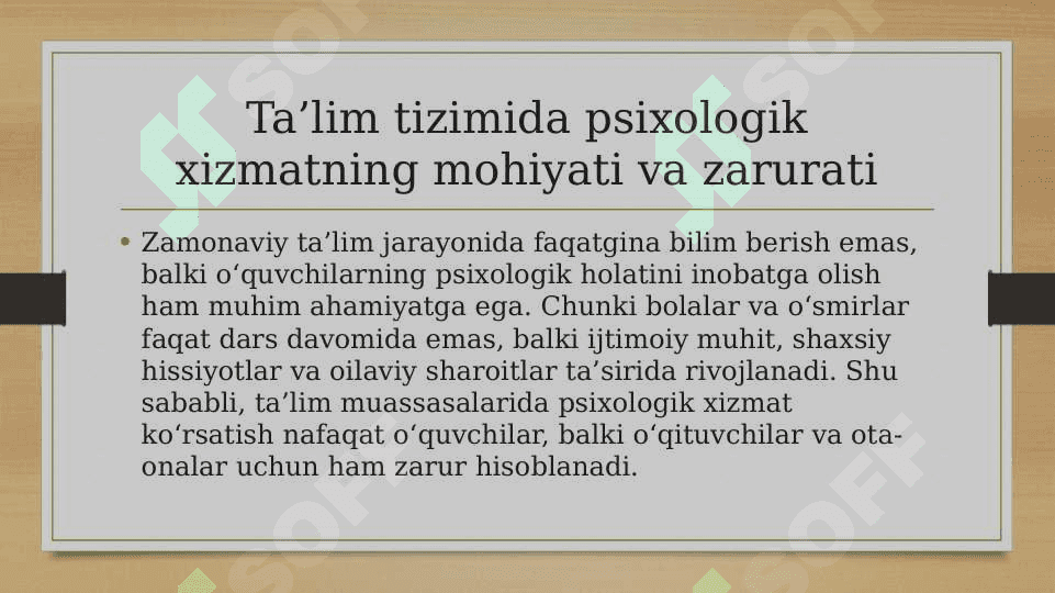 Talim tizimida psixologik xizmat maksad va vazifalari. 30 varoqlik 7