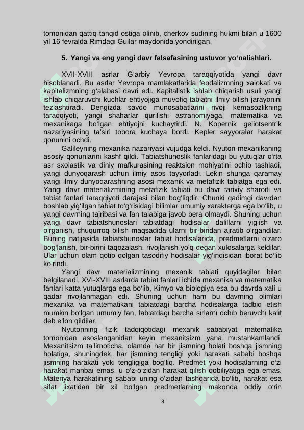 Falsafiy tafakkur taraqqiyoti bosqichlari 8
