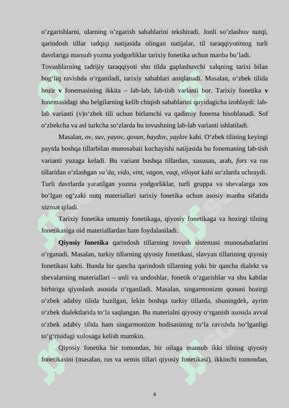 Fonetik va fonologik hodisalar. mavzusida kurs ishi 6