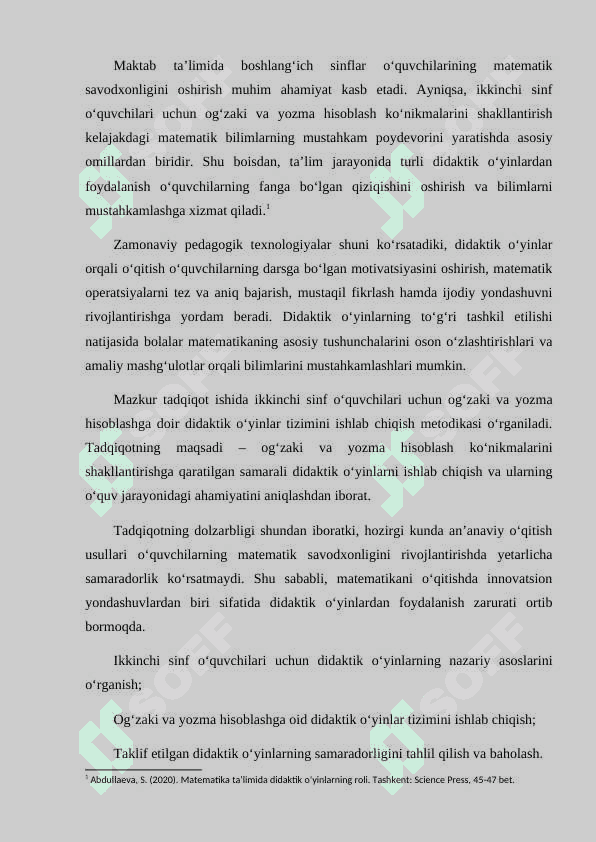 "Ikkinchi sinfda matematikadan ogʻzaki va yozma hisoblashga doir didaktik oʻyinlar tizimini ishlab chiqish metodikasi"
Matematikadan. kurs ishi 3