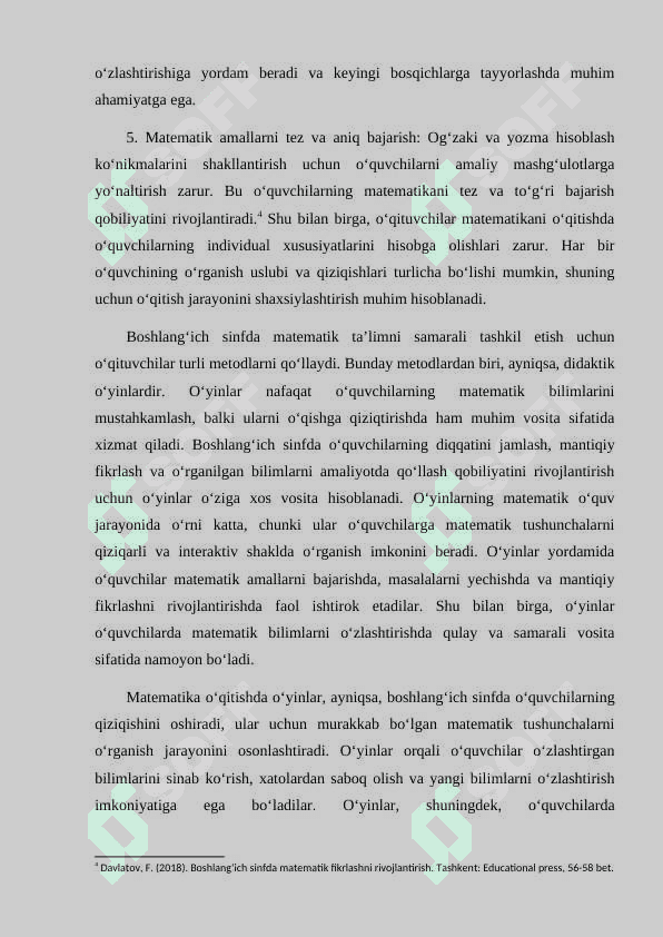 "Ikkinchi sinfda matematikadan ogʻzaki va yozma hisoblashga doir didaktik oʻyinlar tizimini ishlab chiqish metodikasi"
Matematikadan. kurs ishi 8