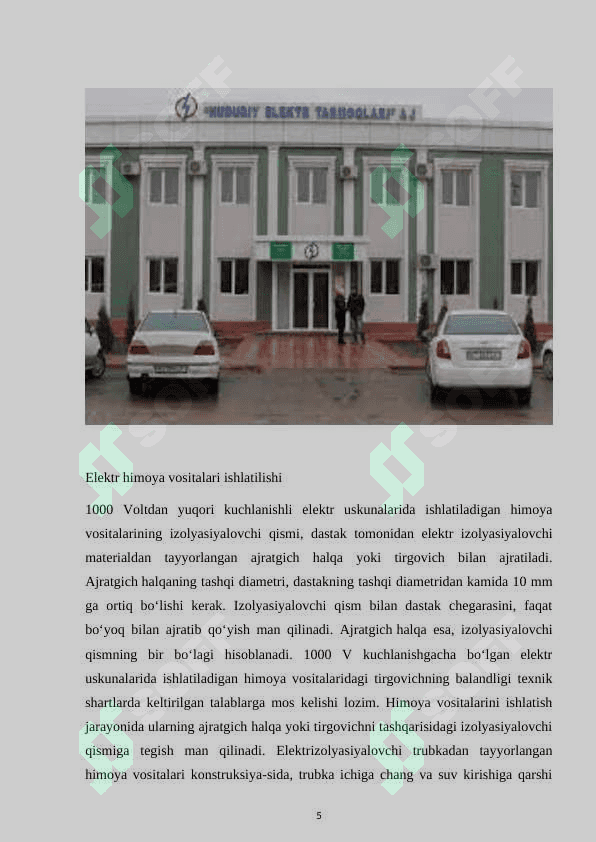HUDUDIY ELEKTR TARMOQLARI O’QUV TANISHUV AMALIYOTI HISOBOTI 5