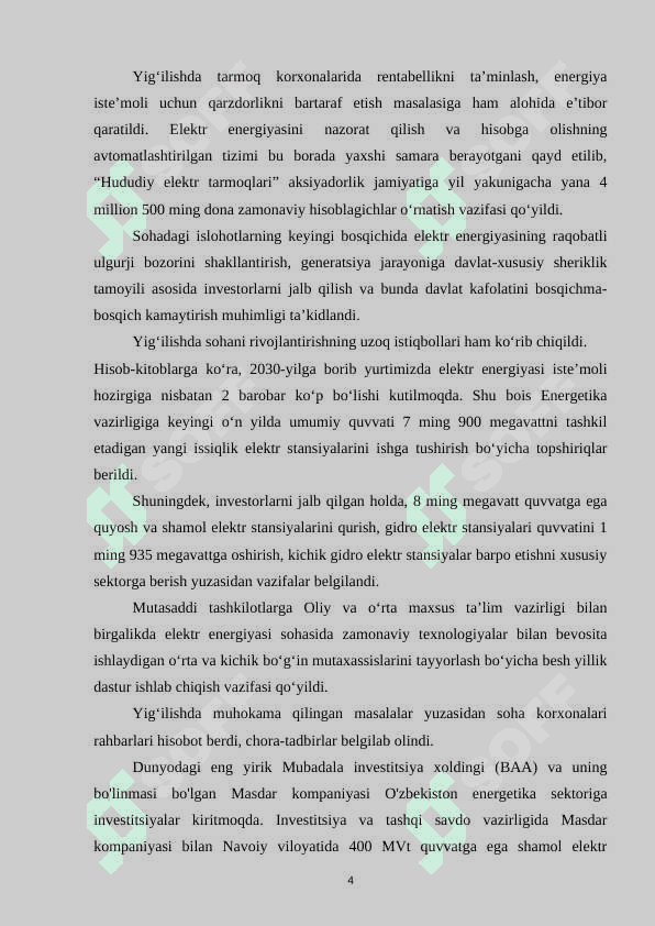 HUDUDIY ELEKTR TARMOQLARI O’QUV TANISHUV AMALIYOTI HISOBOTI 4