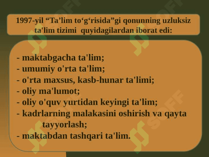 O‘zbekiston Respublikasida ta’lim sohasida amalga oshirilgan islohotlar. 6