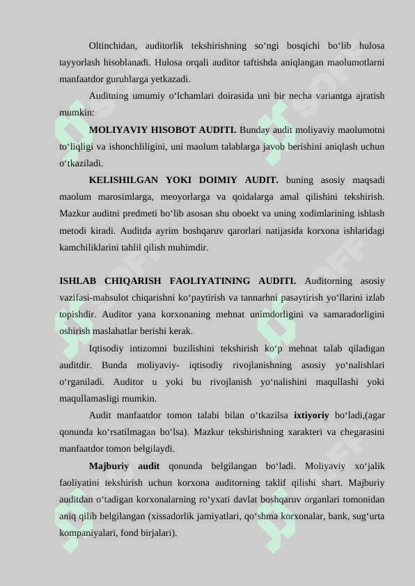 AUDITNING DASTURINI TUZISH VA UNDAN FOYDALANISH 4