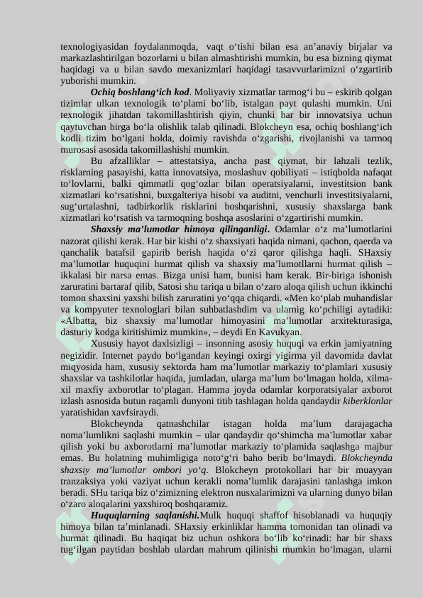RAQAMLI IQTISODIYOTDA XAVFSIZLIK MASALALARI 4