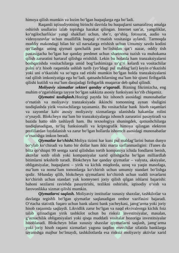 RAQAMLI IQTISODIYOTDA XAVFSIZLIK MASALALARI 5