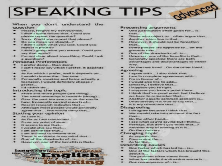 IELTS imtihonida gapirish qismida foydalanish uchun namuna (Speaking tips) 4