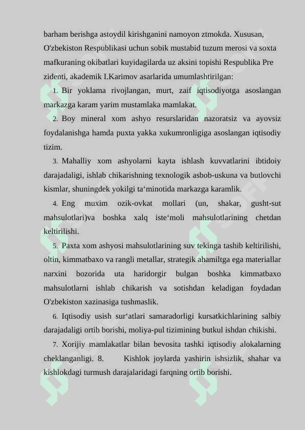 O`zbekiston Reapublikasidagi ma`muriy buyruqbozlik tizimidan bozor iqtisodiyotiga o`tish konsepsiyasi 3