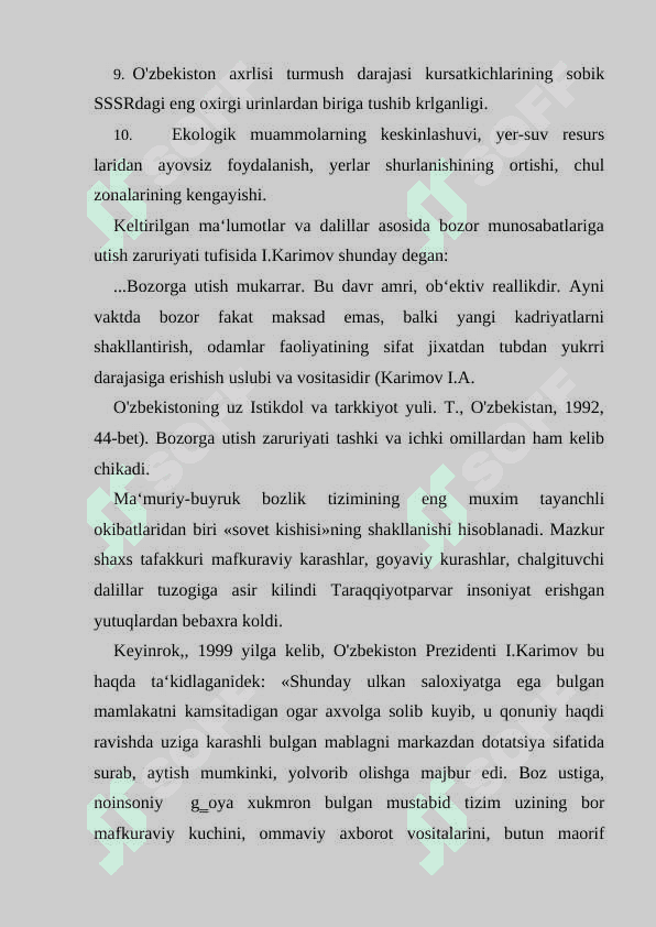 O`zbekiston Reapublikasidagi ma`muriy buyruqbozlik tizimidan bozor iqtisodiyotiga o`tish konsepsiyasi 4