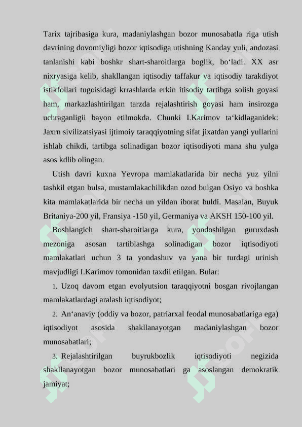 O`zbekiston Reapublikasidagi ma`muriy buyruqbozlik tizimidan bozor iqtisodiyotiga o`tish konsepsiyasi 7
