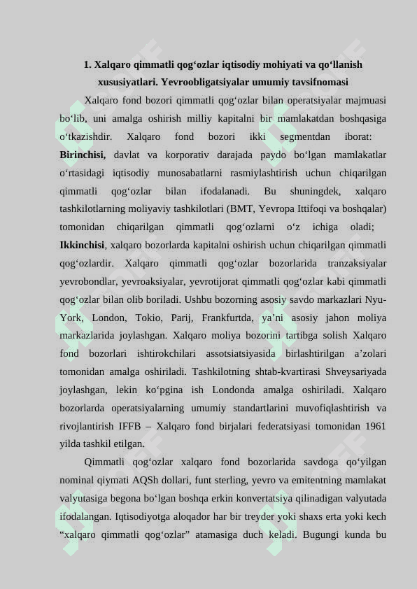 XALQARO QIMMATLI QOG'OZLAR BOZORI 2