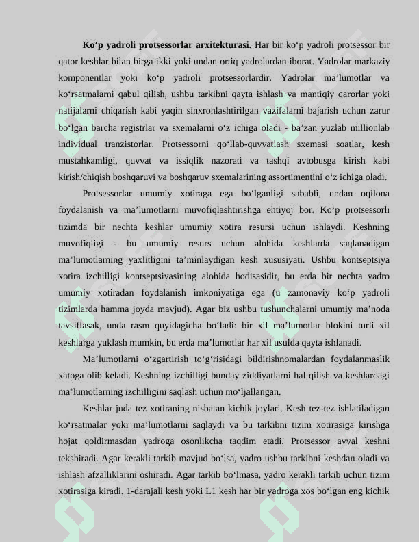 Kompyuterning xususiyatlarini o`rganish. ko'p yadroli protsessorlar 4