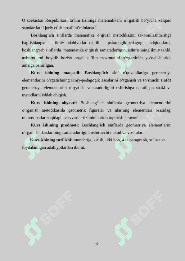 BOSHLANG’ICH SINFLARDA   GEOMETRIK MATERIALLARNI O’RGATISH VA O‘RGANISH METODIKASI 4