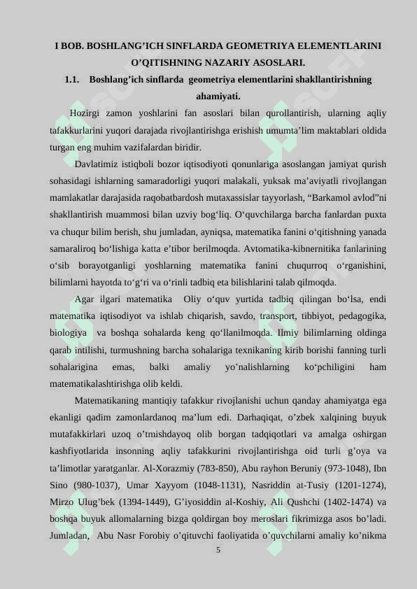 BOSHLANG’ICH SINFLARDA   GEOMETRIK MATERIALLARNI O’RGATISH VA O‘RGANISH METODIKASI 5