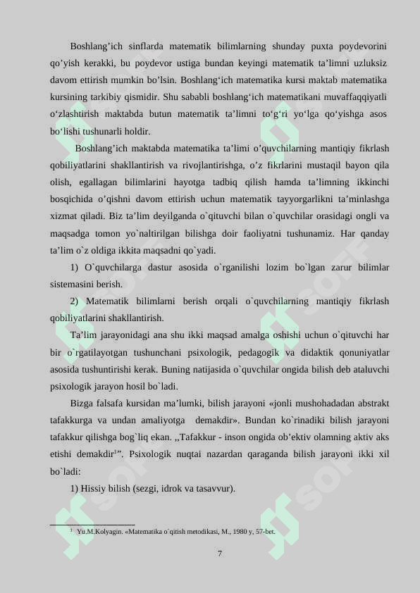 BOSHLANG’ICH SINFLARDA   GEOMETRIK MATERIALLARNI O’RGATISH VA O‘RGANISH METODIKASI 7