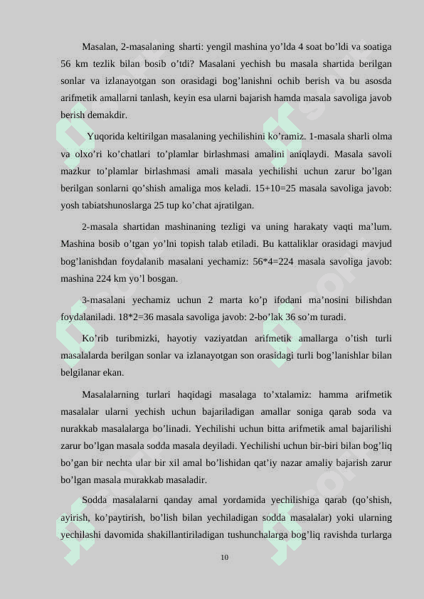 Boshlang'ich sinflarda matnli masalalar yechish metodlari 8