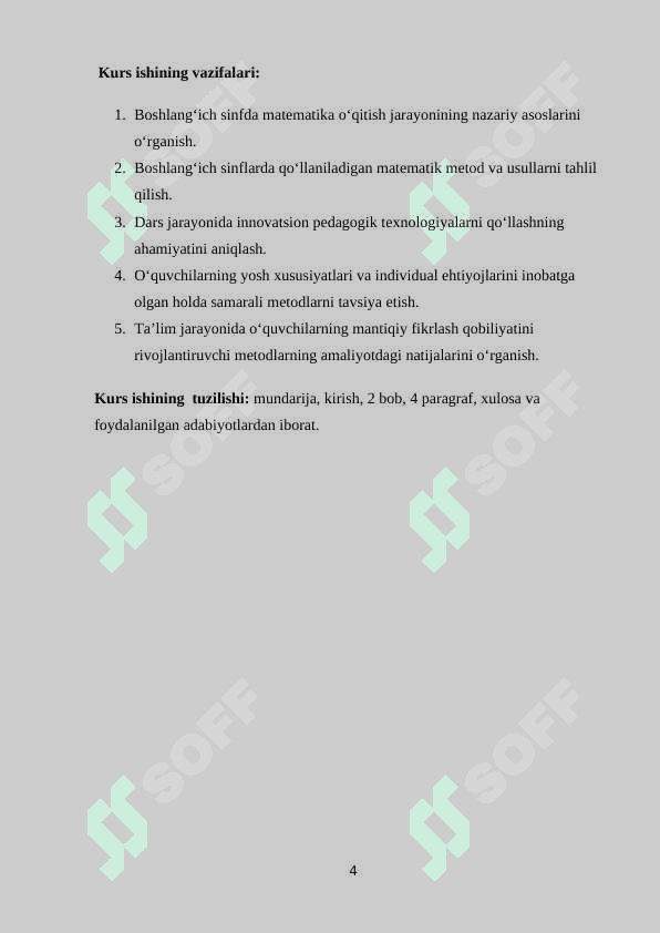 BOSHLANG‘ICH SINFDA MATEMATIKA O‘QITISH METODLARI 4