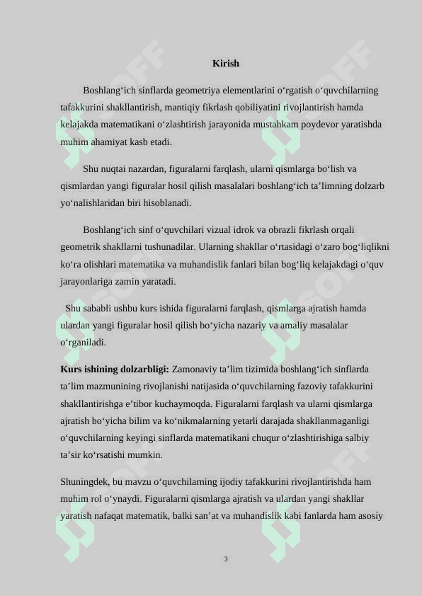 FIGURALARNI FARQLAY OLISH, QISMLARGA BO‘LISH, QISMLARDAN FIGURALAR HOSIL QILISH 3