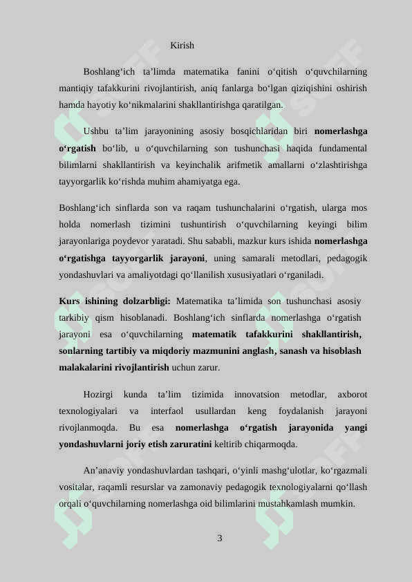 NOMERLASHGA  O‘RGATISHGA  TAYYORGARLIK 3