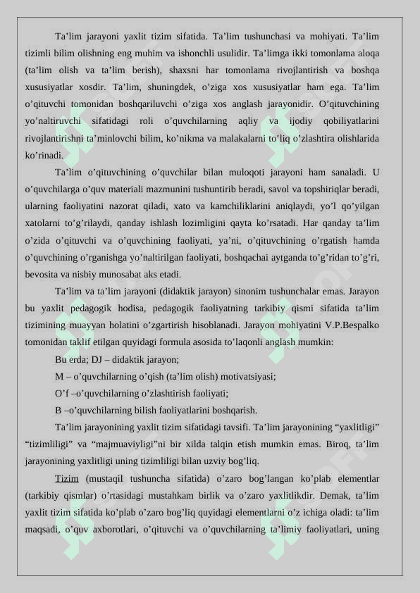 O'quvchilar  jamoasi yaxlit pedagogik jarayonning asosiy shakli sifatida 2