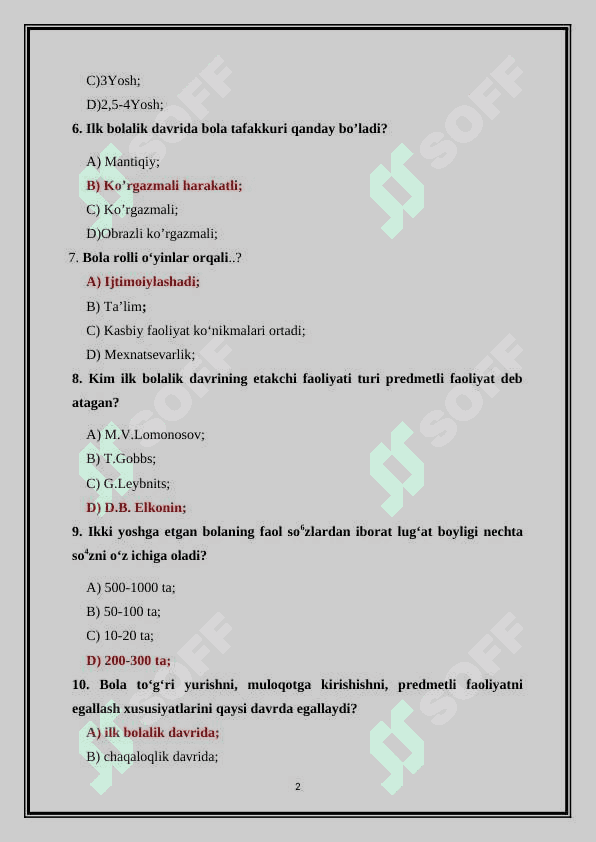 Ilk bolalik davri psixodiagnostikasi 2