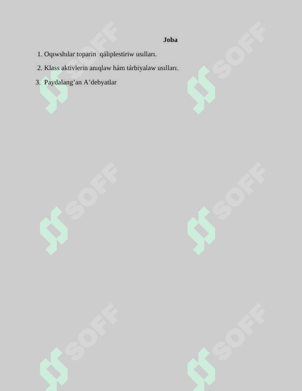 Baslawshi klasslarda oqiwshilar toparin qaliplestiriw basqishlari 2