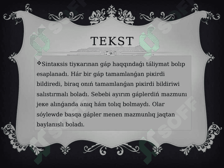 Teksttiń táriypi hám klassifikaciyası. Teksttiń ózgesheligi 3