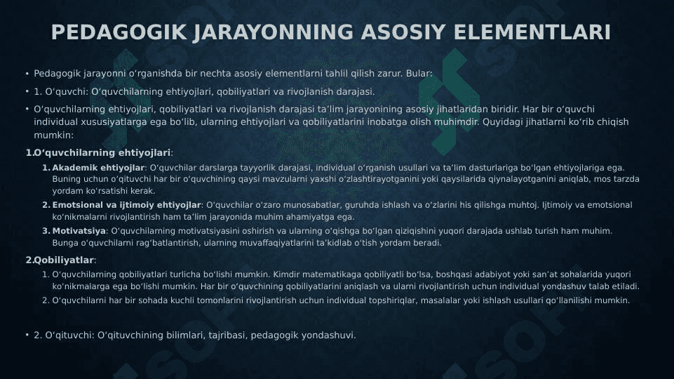 Pedagogik jarayon va o’qituvchining ahamiyati 2