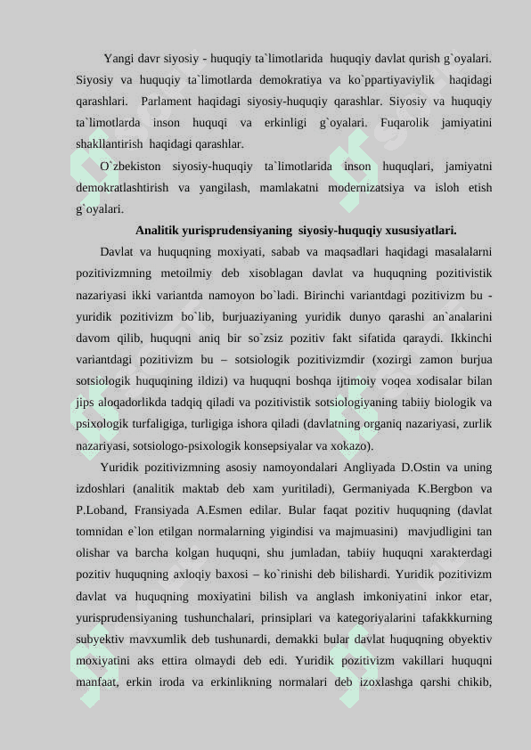 XX asrdagi siyosiy- huquqiy ta`limotlar 2