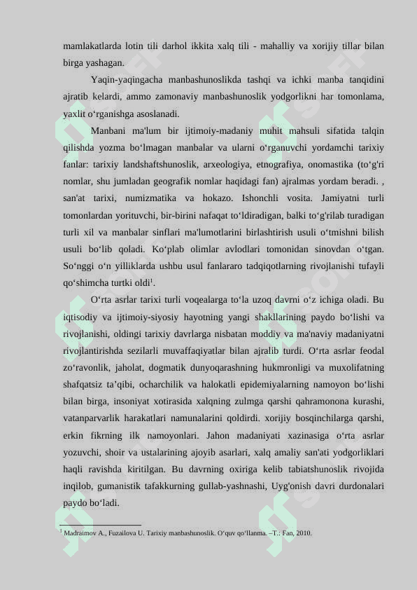 O‘rtа Оsiyoning IХ–ХV аsrlаr tаriхigа оid yozmа mаnbаlаr va ularning o‘rganilishi 2