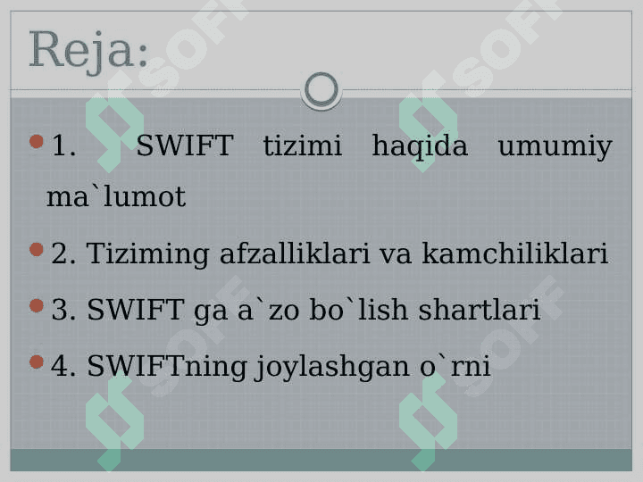Butun jahon banklararo ma’lumot almashiah SWIFT tizimi 2