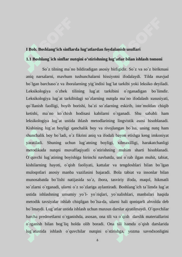 Boshlang'ich sinflarda lug'at bilan ishlash 6