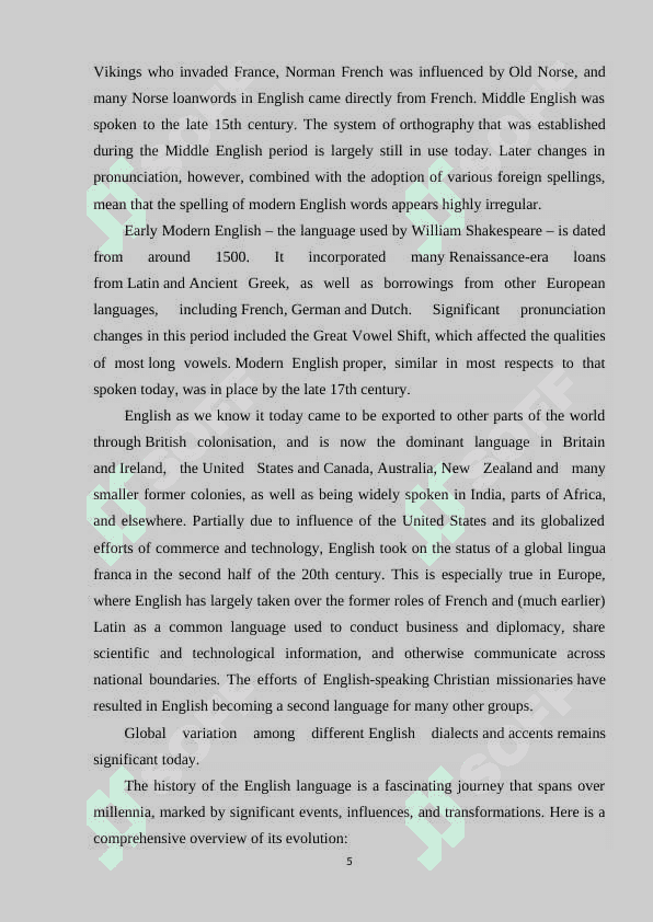 HISTORICAL BACKGROUND OF THE HICTORY OF ENGLISH 5