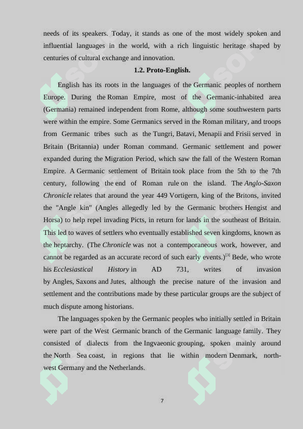 HISTORICAL BACKGROUND OF THE HICTORY OF ENGLISH 7
