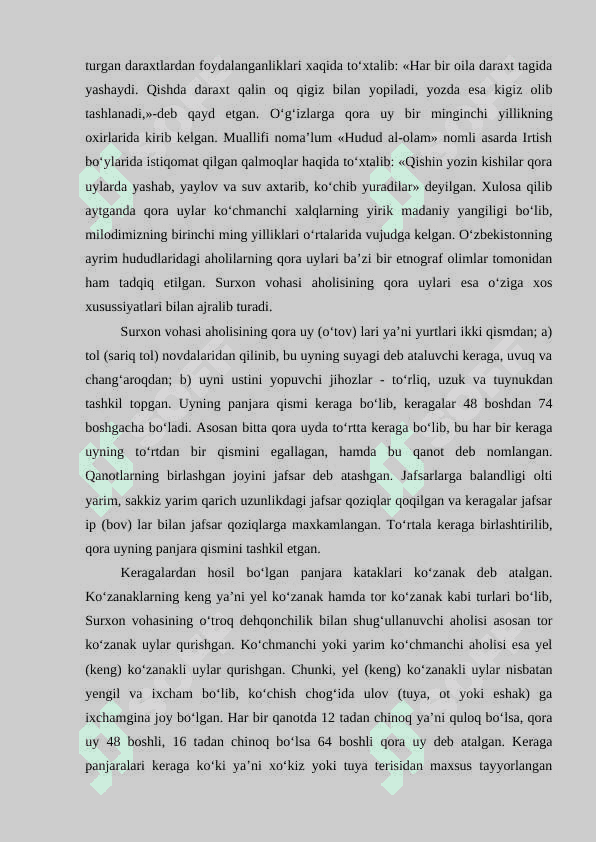 Voha aholisining uy - joylari va ularning turlari 3