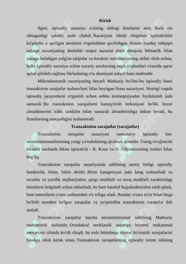 Kouz teoremasi va transaksion xarajatlar 2