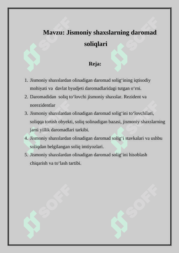 Jismoniy shaxslarning daromad soliqlari 2