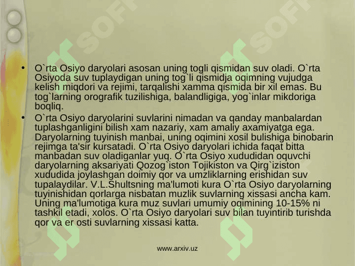 O`rta Osiyoning ichki suvlari 5
