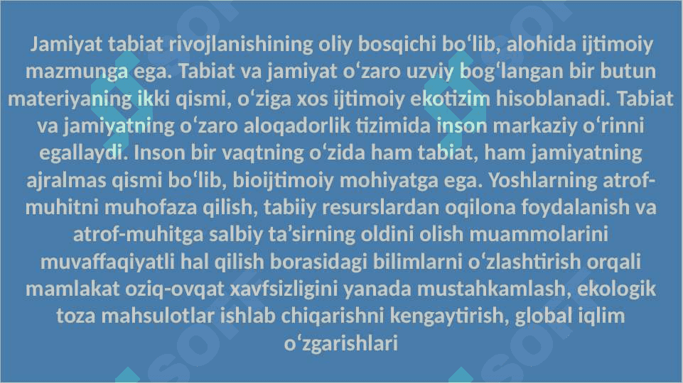 IQLIM O`ZGARISHI VA EKOLOGIK MASALALAR 4