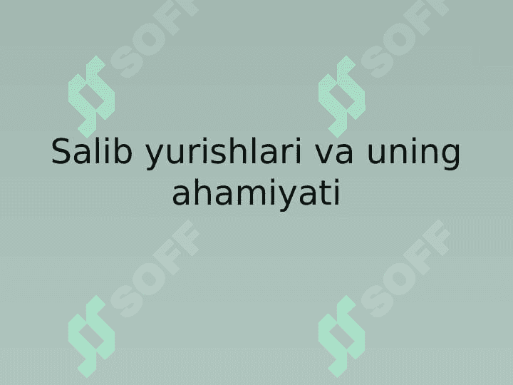 Salib yurishlari va uning ahamiyati 2