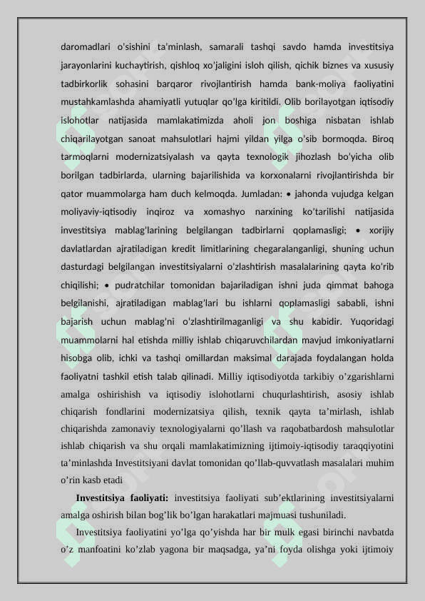 Iqtisodiyotning real sektoriga investitsiyalarni yoʻnaltirish 5