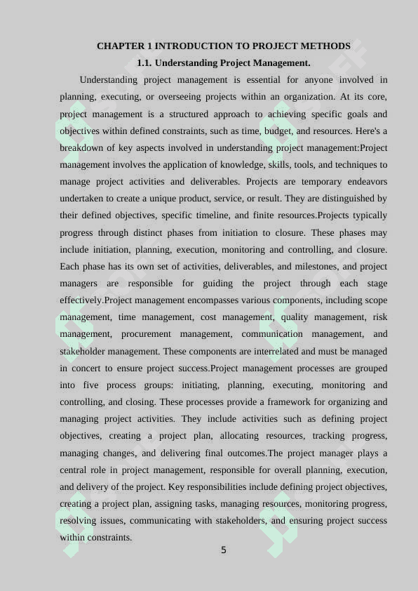 Project methods. 5