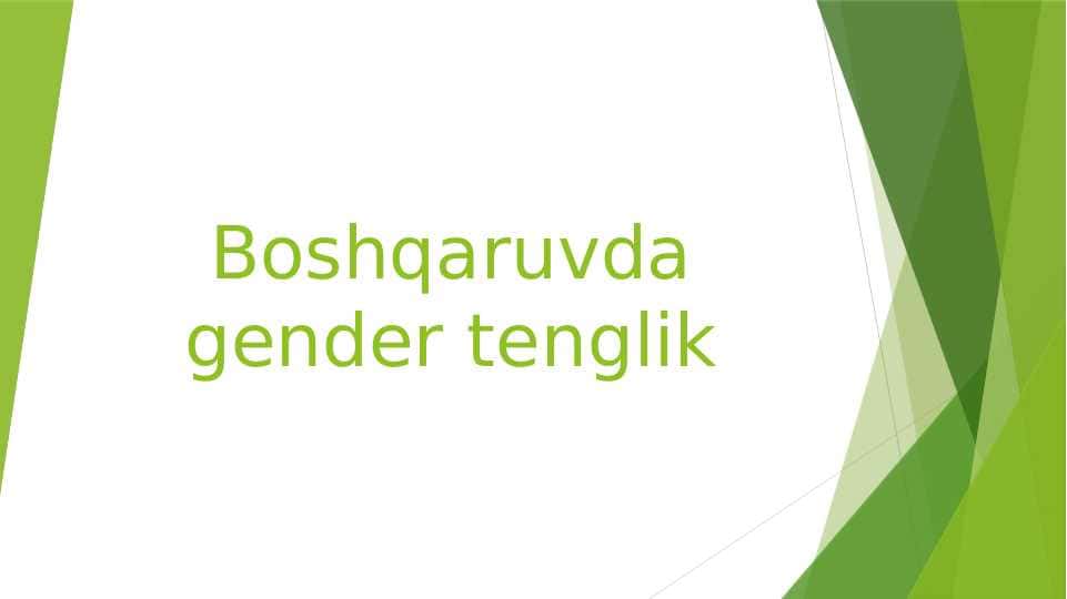 Boshqaruvda gender tenglik