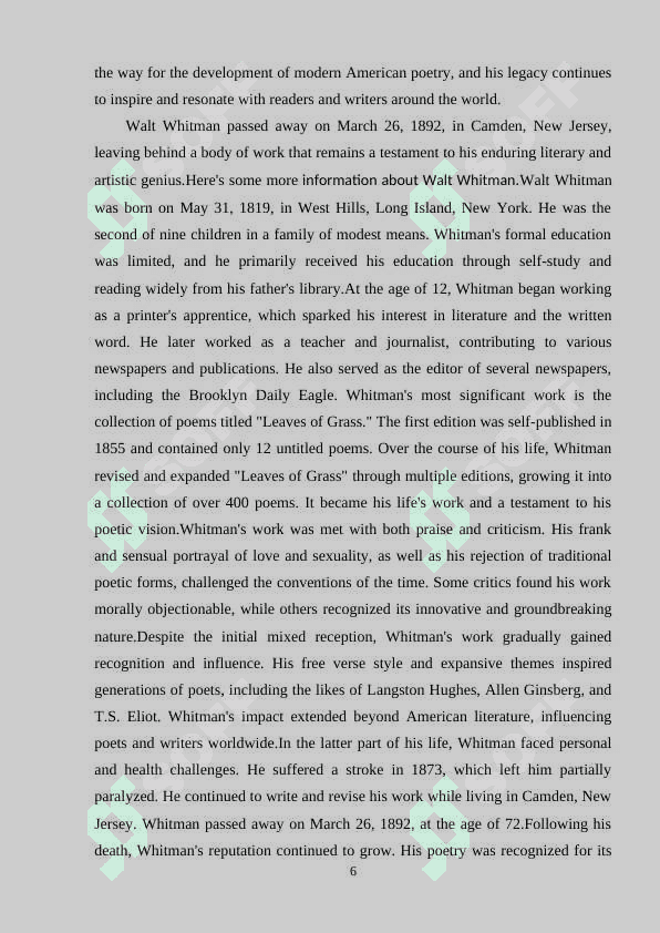 THE MAIN THEMES AND ARTISTIC FORMS OF WALT  WHITMAN'S WORK 5