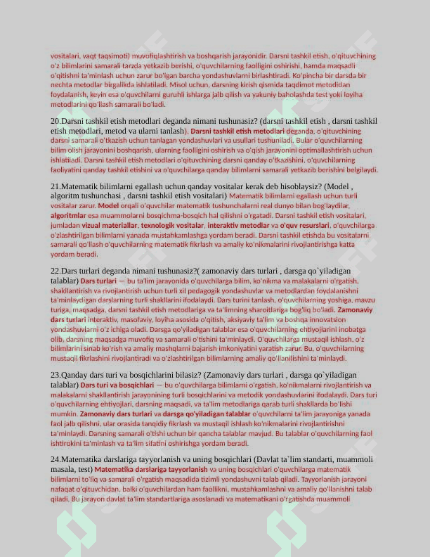 Matematika o'qitish metodikasi fanidan o'quv qo'llanma.Misollari bilan 6